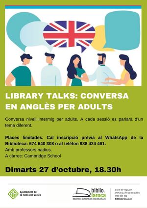 Library Talks: Conversa en angl&egrave;s per a adults a la biblioteca