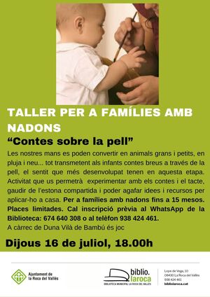Taller per a fam&iacute;lies amb nadons: "Contes sobre la pell"