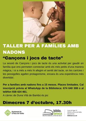 Taller per a fam&iacute;lies amb nadons a la biblioteca: "Can&ccedil;ons i jocs de tacte"