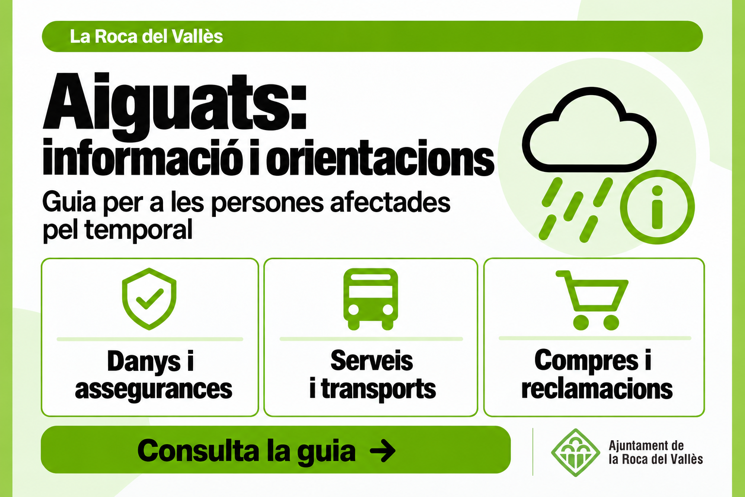 Informació i ajuts per a les persones afectades pels aiguats a la Roca del Vallès