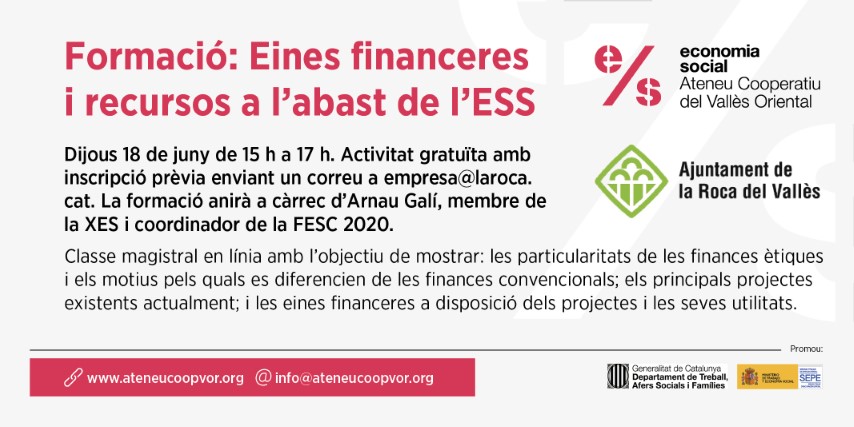 Formació online: Eines financeres i recursos a l'abast de l'Economia Social i Solidària