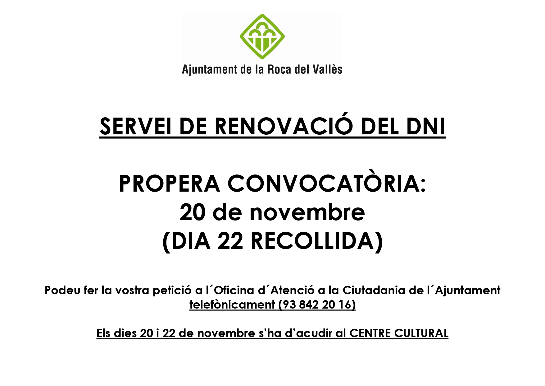 Renovació o expedició del DNI