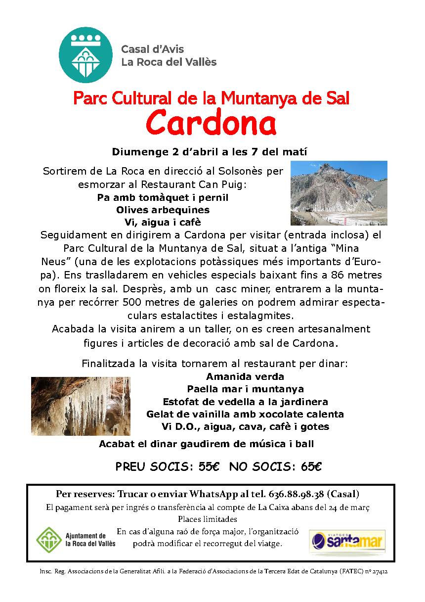 Visita al parc cultural de la Muntanya de Sal a Cardona