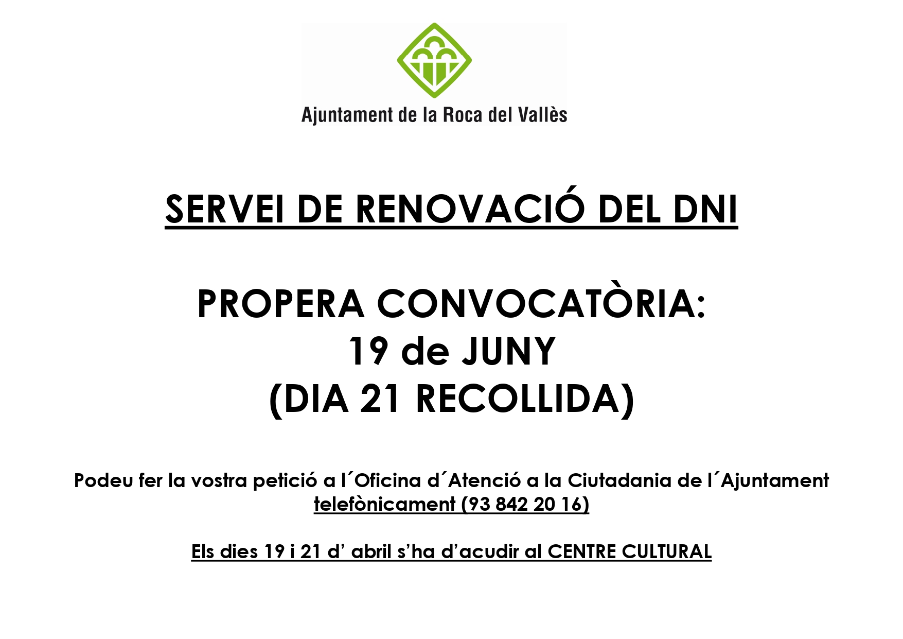 Renovació / Expedició del DNI