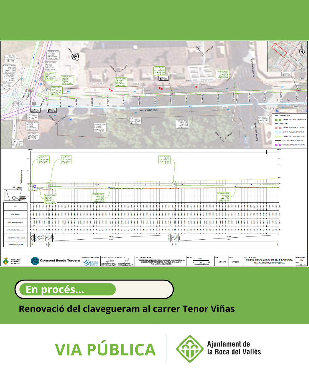 La Roca del Vallès impulsa la renovació del clavegueram al carrer Tenor Viñas
