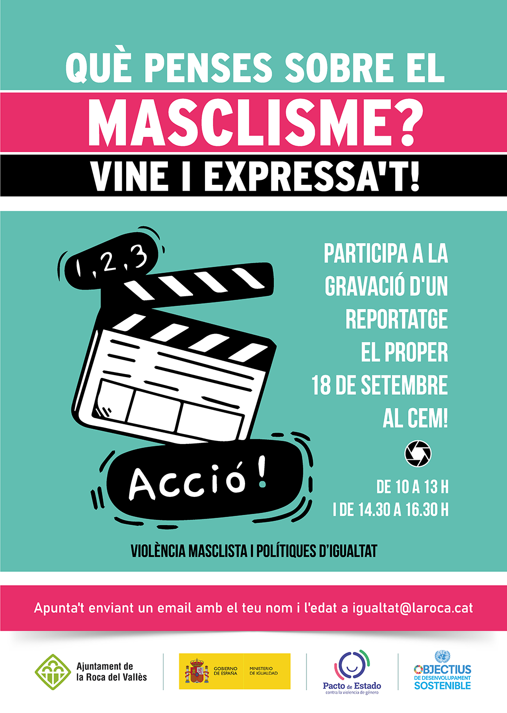 Enregistrament documental sobre el masclisme i la violència de gènere. Vine i expressa't!!!