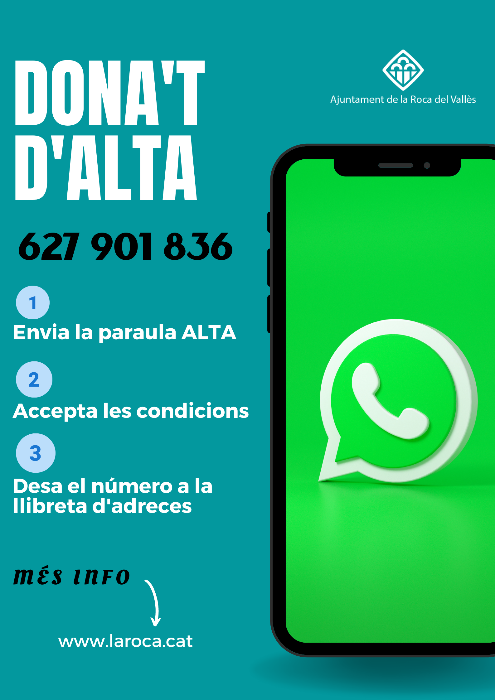 L'Ajuntament reprèn el canal d'informació per WhatsApp