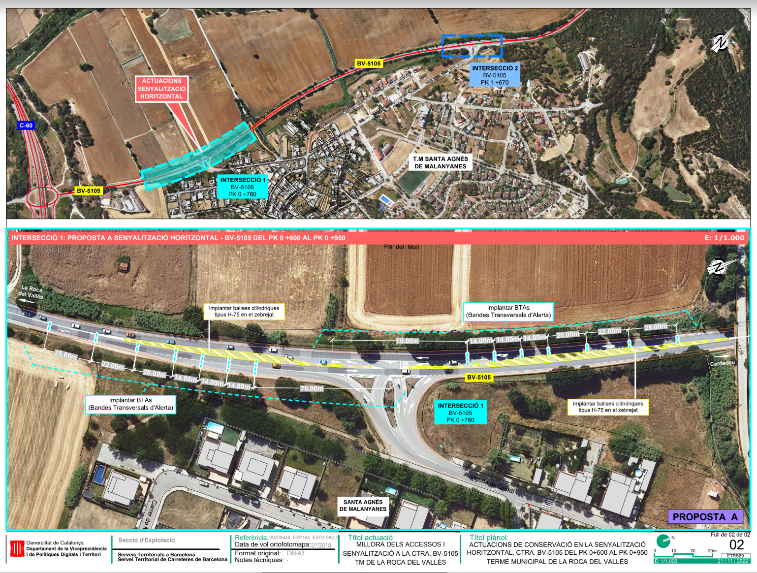 La Generalitat comença les obres per millorar la seguretat de la carretera BV-5105 a l'alçada de Santa Agnès