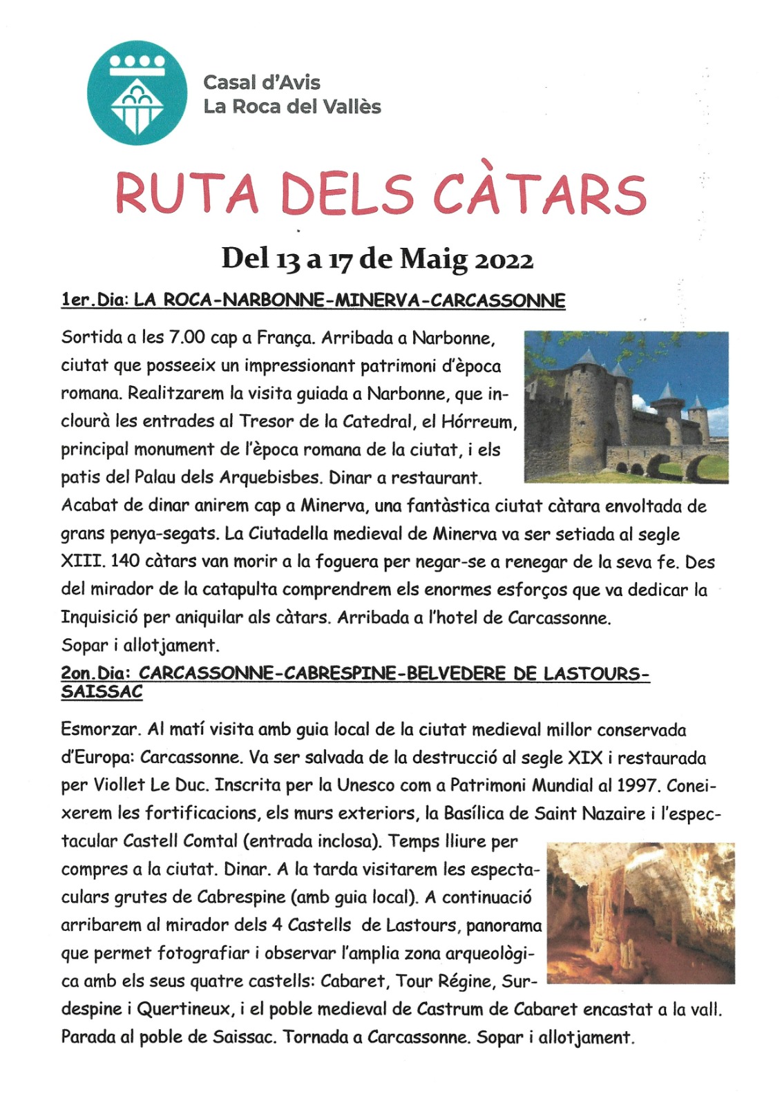 Nova sortida cultural per conèixer la Ruta dels Càtars