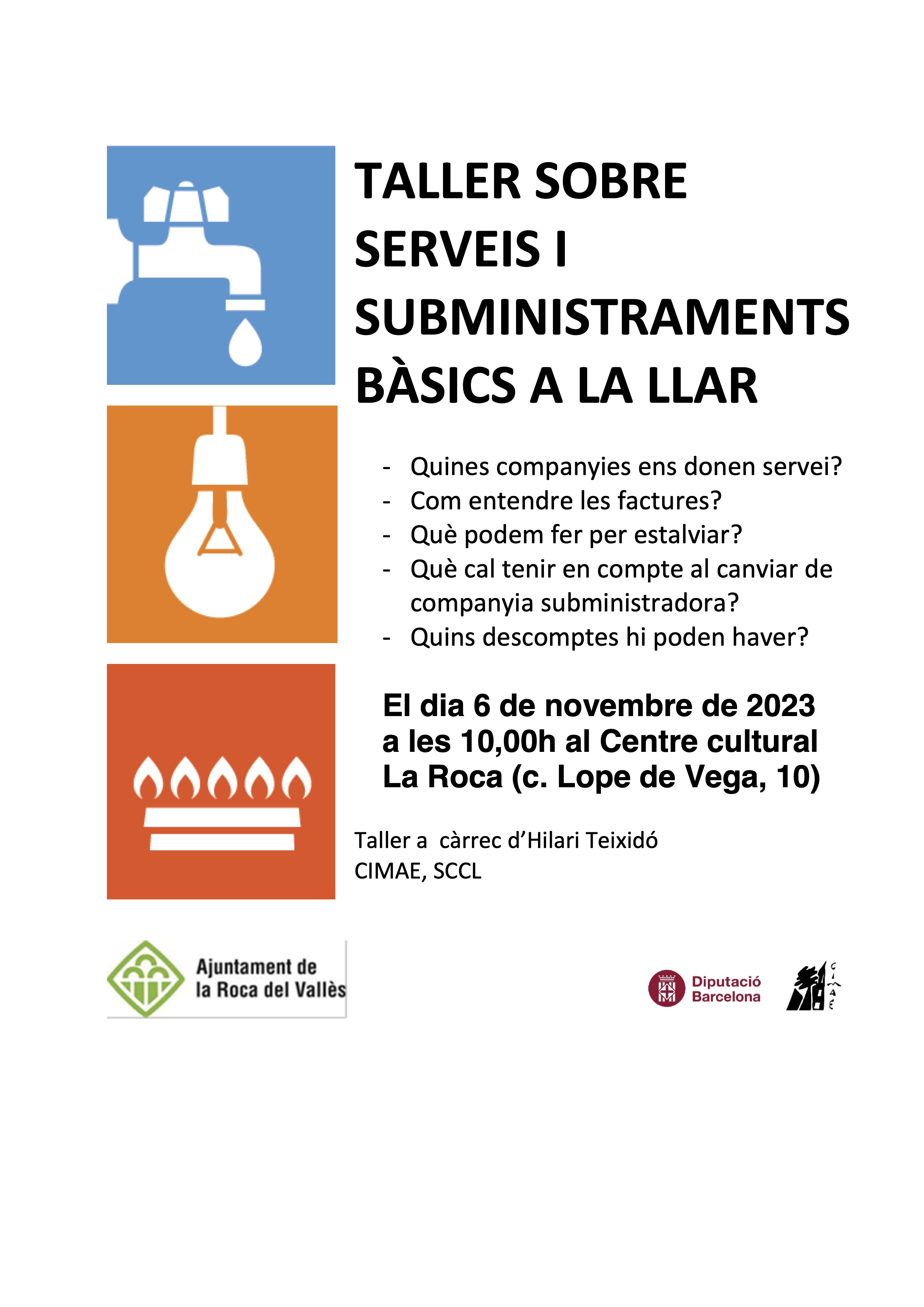 L'Ajuntament i la Diputació de Barcelona organitzen un taller sobre serveis i subministraments bàsics a la llar