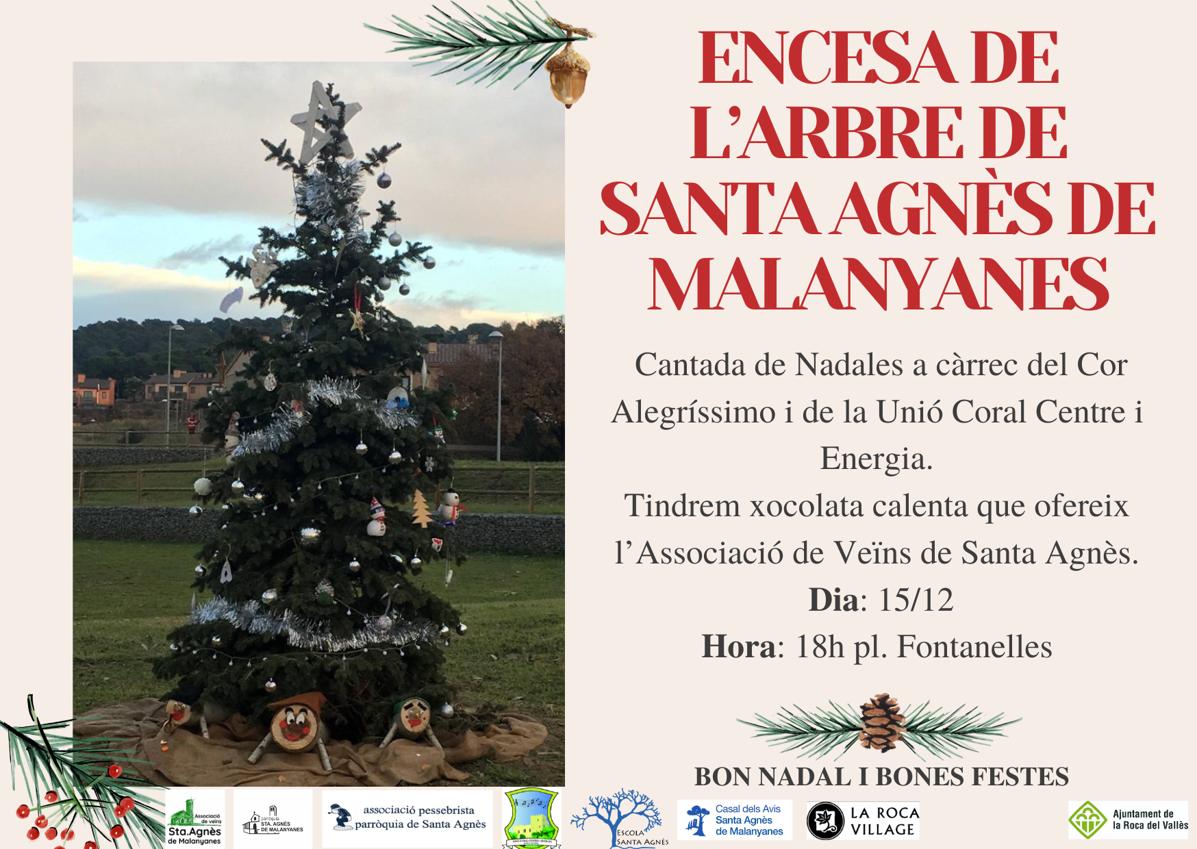 Encesa de l'arbre de Nadal a Santa Agnès