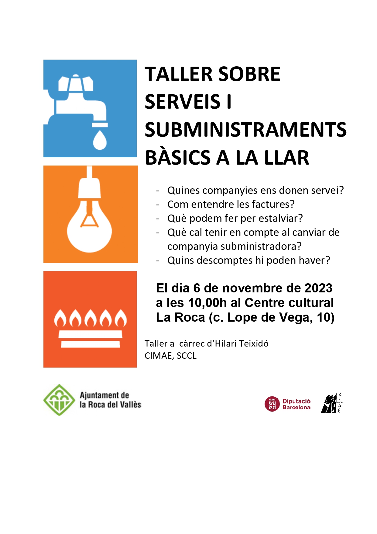 Taller sobre Serveis i Subministraments bàsics a la llar
