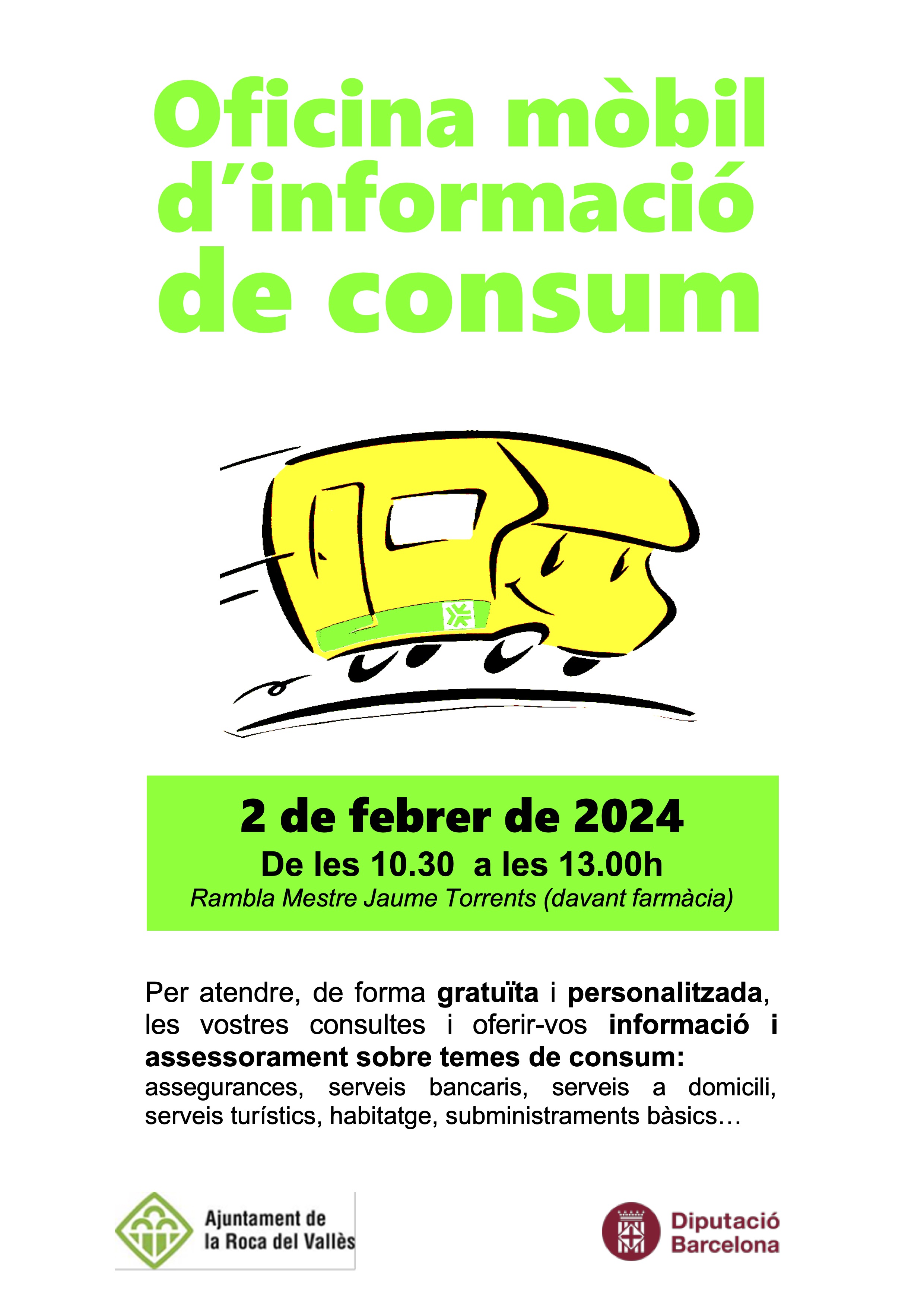 L'Oficina Mòbil d'Informació al Consumidor atendrà el 2 de febrer
