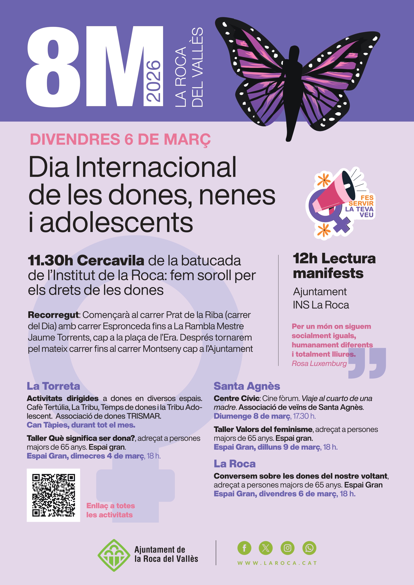 La Roca del Vallès commemora el 8M amb activitats del 3 al 24 de març per a totes les edats