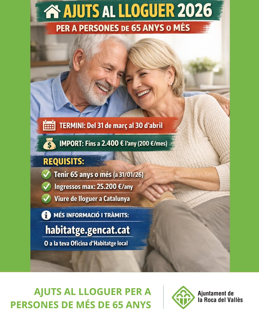 Obert el termini per als ajuts al lloguer per a majors de 65 anys