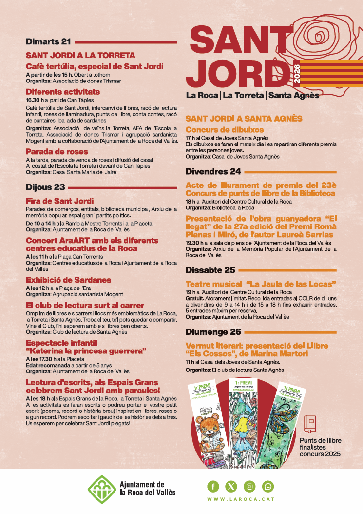 La Roca del Vallès celebra Sant Jordi amb una programació plena d'activitats per a tots els públics