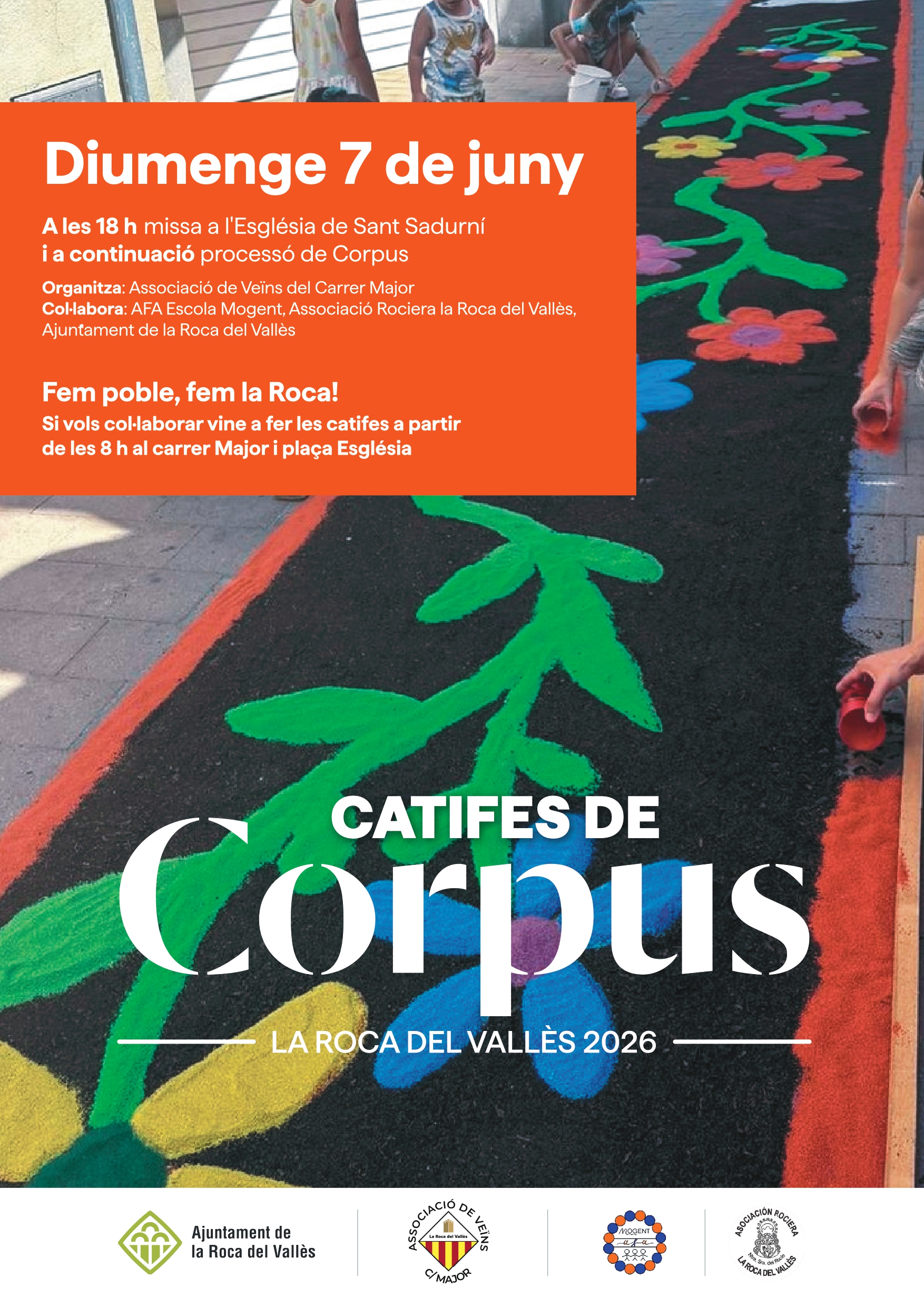 El carrer Major es tornarà a tenyir de flors i colors amb les tradicionals catifes de Corpus