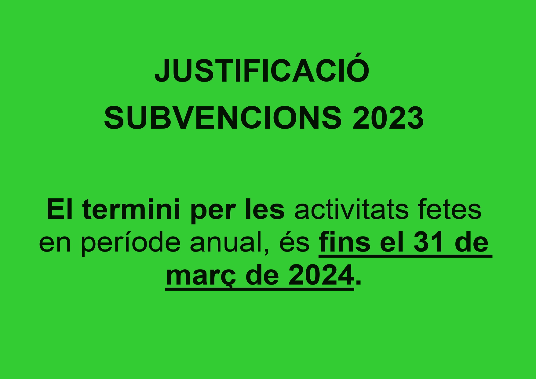 Justificació subvencions atorgades al teixit associatiu execici 2023